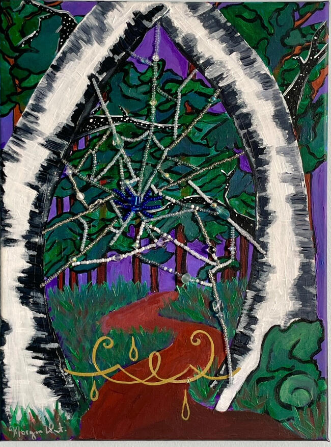 Creator Dimensions: 12 in x 16 in Medium: Acrylic and Beadwork on canvas Date: 2025