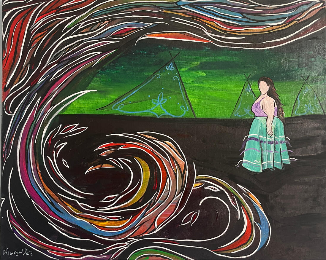 Spirit Talker Dimensions: 16 in x 20 in Medium: Acrylic on canvas Date: 2024 Spirit Talker Dimensions: 16 in x 20 in Medium: Acrylic on canvas Date: 2024